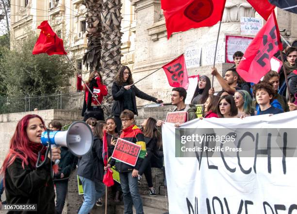 Strike organized by the Usb base school and protest student and teacher today in Rome under the ministry of public education to claim a secular...
