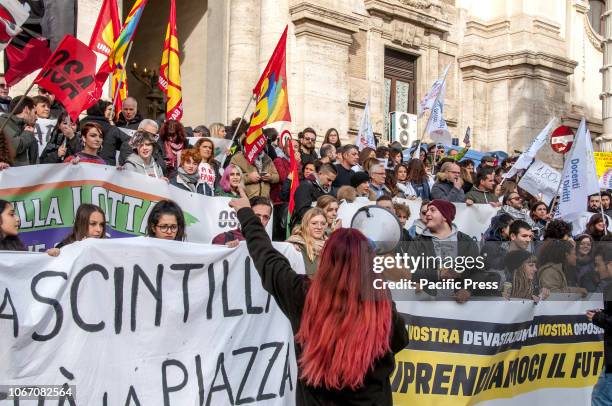 Strike organized by the Usb base school and protest student and teacher today in Rome under the ministry of public education to claim a secular...
