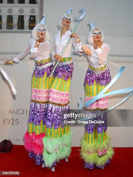 Women on stilts during Dream Foundation Hosts Star-Studded Extravaganza Fundraiser "Le Cabaret des Reves" at Park Plaza Hotel in Hollywood,...