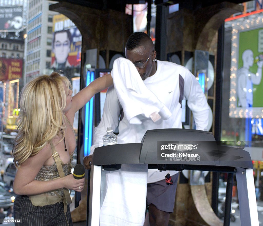 Britney Spears, Sean "P. Diddy" Combs and Travis Fimmel Visit MTV's "TRL" Treadmill-A-Thon - October 22, 2003