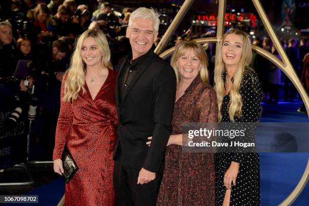 Phillip Schofield , Stephanie Lowe, Molly Lowe and Ruby Lowe attend 'Fantastic Beasts: The Crimes Of Grindelwald' UK Premiere at Cineworld Leicester...