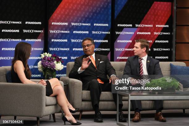 Yahoo Finance's Seana Smith moderates a conversation with Rep. Emanuel Cleaver and Rep. Eric Swalwell during the Yahoo Finance All Markets Summit:...