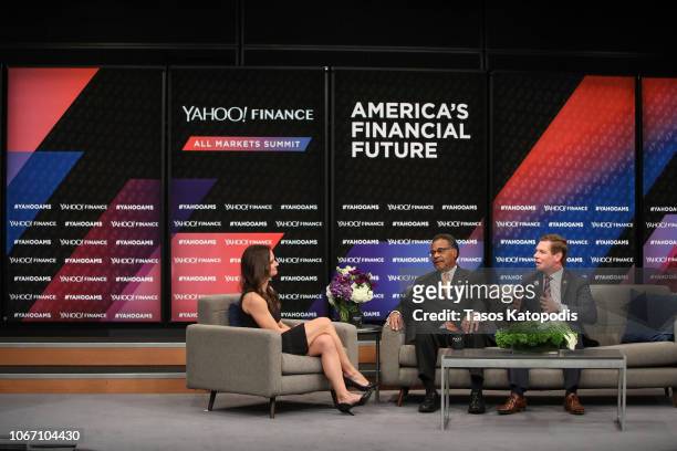 Yahoo Finance's Seana Smith moderates a conversation with Rep. Emanuel Cleaver and Rep. Eric Swalwell during the Yahoo Finance All Markets Summit:...