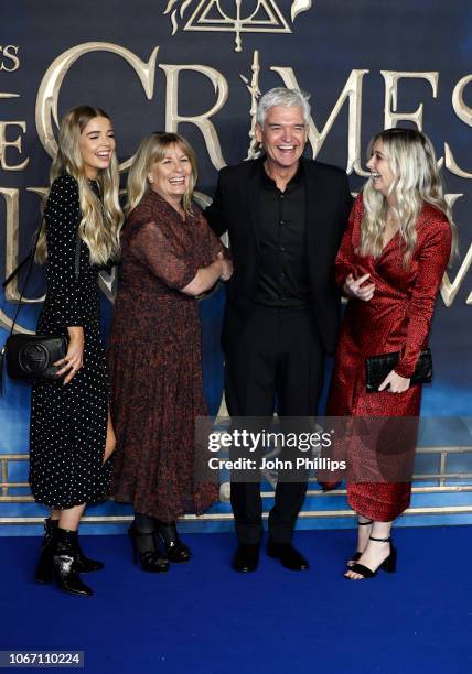 Ruby Lowe, Stephanie Lowe, Phillip Schofield and Molly Lowe attend the UK Premiere of "Fantastic Beasts: The Crimes Of Grindelwald" at Cineworld...