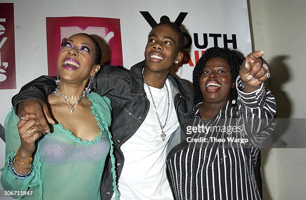 Lamya, Mario and Angie Stone during Levi Strauss & Co. Helps YouthAIDS Launch A Global Call-to-Action to Stop the Spread of HIV/AIDS Among Youth with...