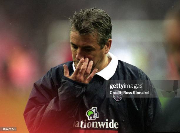 Dejected England Coach Kevin Keegan after the World Cup 2002 Qualifying match against Germany at Wembley Stadium, in London. Germany won the match...