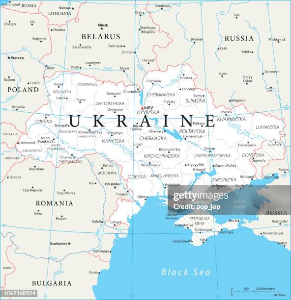 map of ukraine - vector - poland map stock illustrations