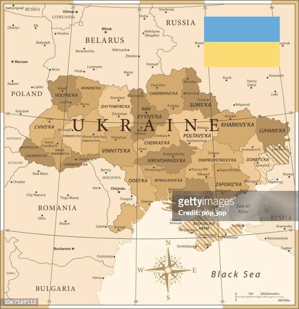 25 -ukraine - vintage golden 10 - kyiv map stock illustrations