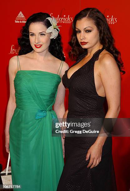 Dita Von Teese & Aria Giovanni during Smashbox Fashion Week Los Angeles - Frederick's of Hollywood Fashion Show Fall 2003 Collection to benefit...