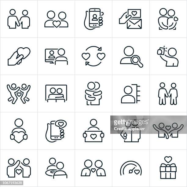 dating and relationships icons - online dating stock illustrations