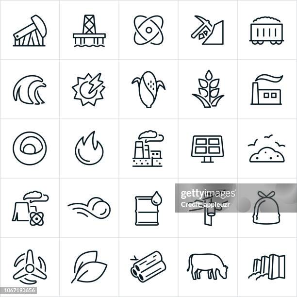 fuel and power generation icons - oil drum stock illustrations