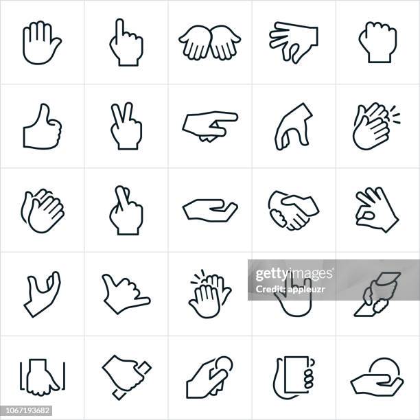 handzeichen und gesten icons - hand geste halt stock-grafiken, -clipart, -cartoons und -symbole