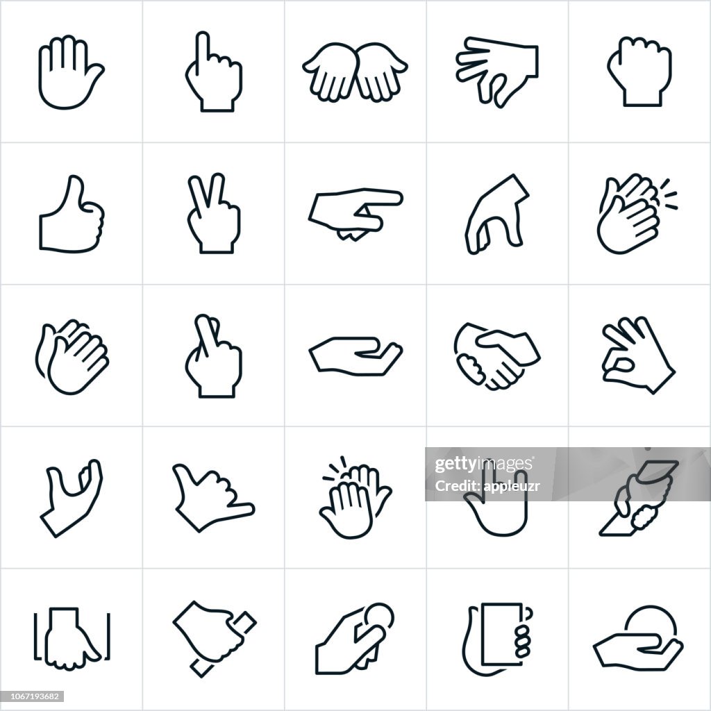 Signes de la main et les icônes de gestes