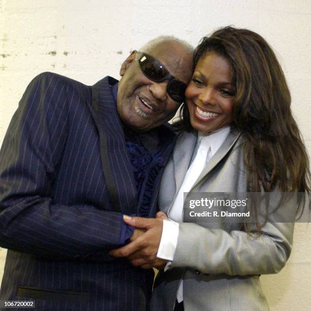 Ray Charles and Janet Jackson during 2002 Atlanta Heroes Awards Presented by The Atlanta Chapter of the Recording Academy at The Westin Peachtree...