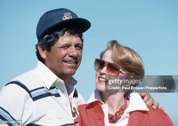 American professional golfer Lee Trevino with his wife Claudia, circa December 1987.