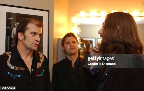 Steve Earle,Chris Parr CMT, Chris Robinson during Johnny Cash Memorial Tribute: A Celebration of Friends and Family - Backstage at The Ryman...