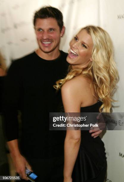 Nick Lachey and Jessica Simpson during Jessica Simpson and Nick Lachey Host Sony Ericsson T610/T616 Shoot for the Stars Charity Auction for the...