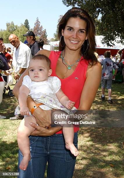 Angie Harmon and daughter Finley at the 2004 Target A Time for Heroes Celebrity Carnival to benefit the Elizabeth Glaser Pediatric AIDS Foundation