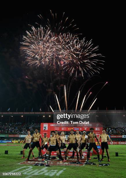 Players of New Zealand perform haka after winning the HSBC World Rugby Sevens Series 2019 Cup Final match between New Zealand and United States on...