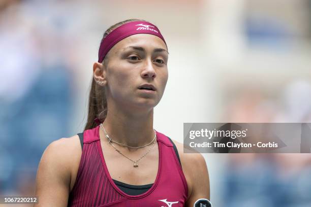 Open Tennis Tournament- Day Six. Aleksandra Krunic of Serbia in action against Madison Keys of the United States in the Women's Singles round three...