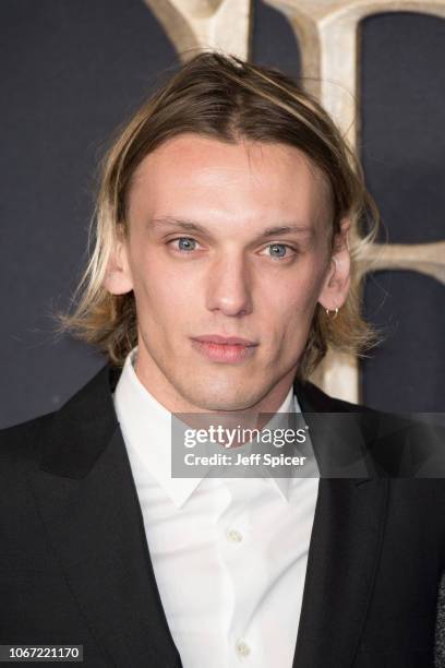 Jamie Campbell Bower attends the UK Premiere of "Fantastic Beasts: The Crimes Of Grindelwald" at Cineworld Leicester Square on November 13, 2018 in...