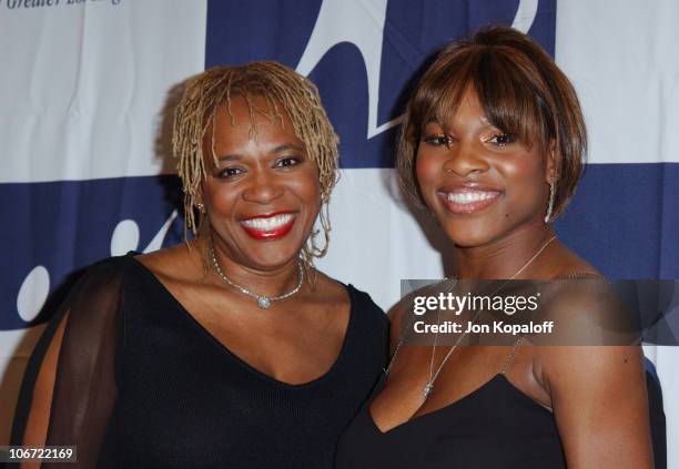 Serena Williams and mom Oracene Price during The 2003 Rising Stars Gala Presented By Big Brothers, Big Sisters Los Angeles at Century Plaza Hotel in...