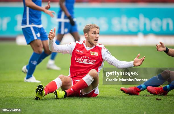 Sebastian Andersson of 1.FC Union Berlin during the 2nd Bundesliga match between Union Berlin and SV Darmstadt at Stadion an der alten Foersterei on...