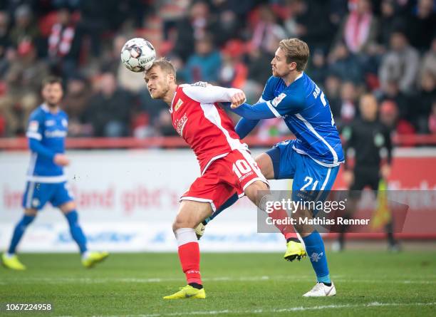 Sebastian Andersson of 1.FC Union Berlin and Immanuel Hoehn of SV Darmstadt 98 during the 2nd Bundesliga match between Union Berlin and SV Darmstadt...