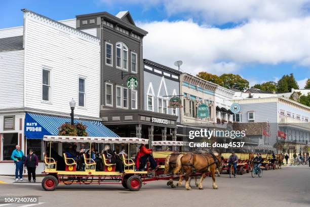 馬馬車、マキノー島 - mackinac island ストックフォトと画像