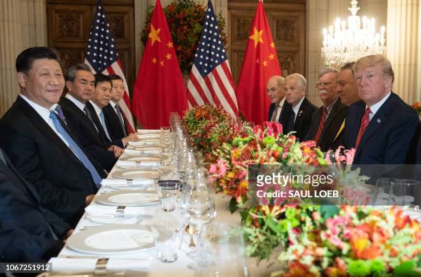 President Donald Trump US Secretary of State Mike Pompeo and members of their delegation hold a dinner meeting with China's President Xi Jinping...