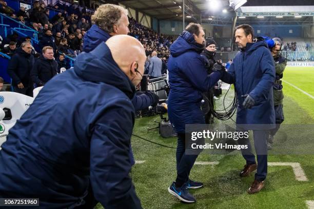 Caretaker Erwin Vloedgraven of PEC Zwolle, assistant trainer Gert Peter de Gunst of PEC Zwolle, assistant trainer Michael Valkanis of PEC Zwolle,...