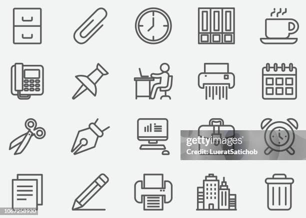 büro linie symbole - faxgerät stock-grafiken, -clipart, -cartoons und -symbole