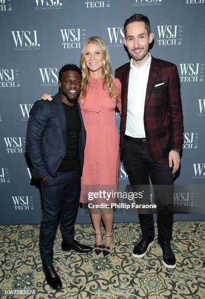 Kevin Hart, Gwyneth Paltrow, and Kevin Systrom attend the WSJ Tech D.Live at Montage Laguna Beach on November 13, 2018 in Laguna Beach, California.