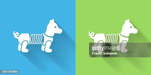 slinky dog toy icon with long shadow - slinky stock illustrations