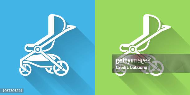 stroller icon with long shadow - stroller icon stock illustrations