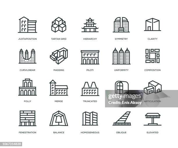 architecture icons - line series - overview icons stock illustrations