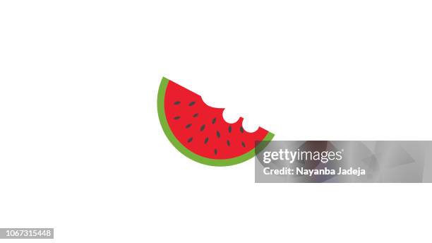 watermelon half eaten icon - watermelon stock illustrations