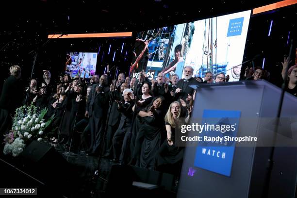 General few of atmosphere during the Human Rights Watch Voices For Justice Annual Dinner at The Beverly Hilton Hotel on November 13, 2018 in Beverly...