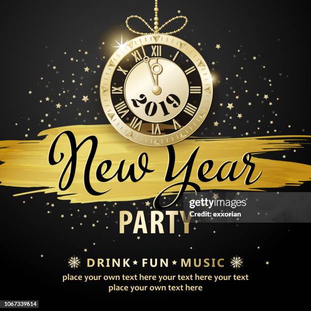 2019 new year countdown party - new years eve clock stock illustrations