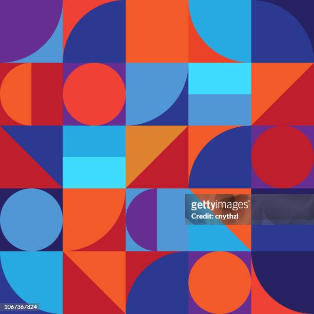 minimalistic geometry abstract vector pattern design - square composition stock illustrations