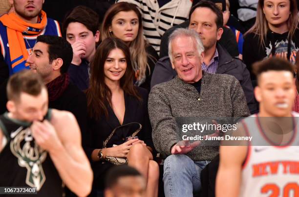 Emily Ratajkowski attends New York Knicks vs Milwaukee Bucks game at Madison Square Garden on December 1, 2018 in New York City.