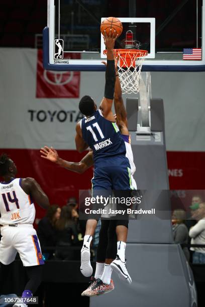 Hakim Warrick of the Iowa Wolves goes up for a dunk against the Northern Arizona Suns in an NBA G-League game on December 1, 2018 at the Wells Fargo...