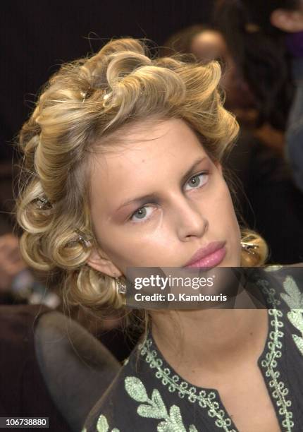 Karolina Kurkova during Mercedes-Benz Fashion Week Fall 2002 Collections - Bill Blass - Front Row and Backstage at Bryant Park in New York City, New...