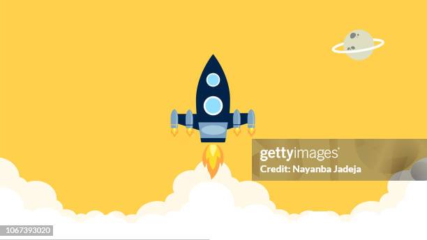 business startup, rocket launching, space shuttle launching vector - ship launch stock illustrations