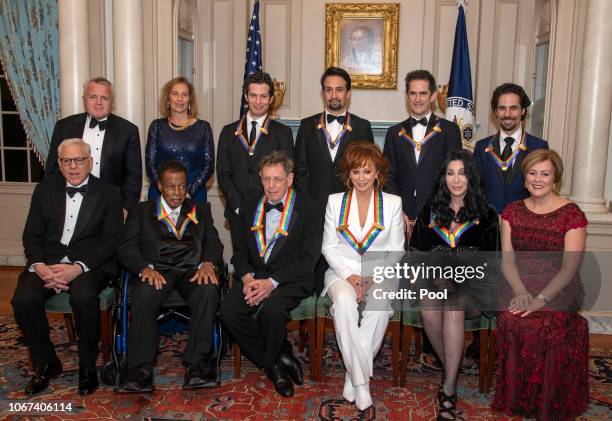 The recipients of the 41st Annual Kennedy Center Honors pose for a group photo following a dinner hosted by United States Deputy Secretary of State...