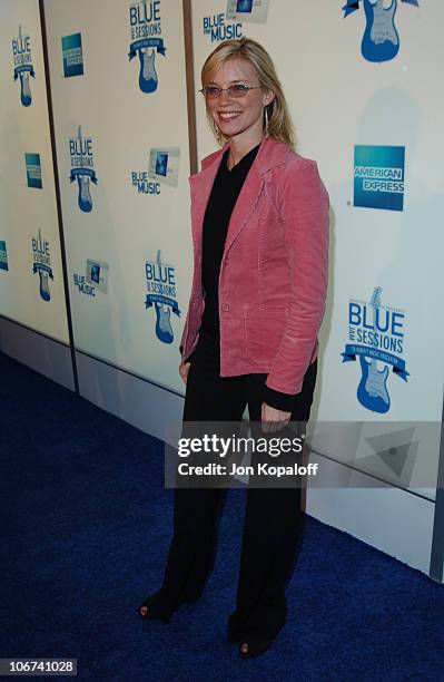 Amy Smart arrives at House of Blues for Blue Jam Sessions presented by Blue from American Express to help generate money and awareness for music...