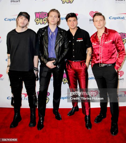 Seconds of Summer attend the 2018 WiLD 94.9's FM's iHeartRadio Jingle Ball at Bill Graham Civic Auditorium on December 1, 2018 in San Francisco,...