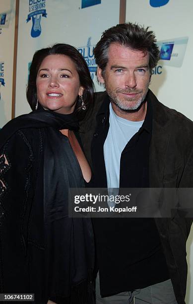 Pierce Brosnan and wife Keely Shaye Smith arrive at House of Blues for Blue Jam Sessions presented by Blue from American Express to help generate...