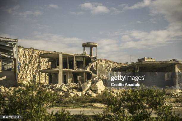 Damaged buildings are seen as people try to return back their normal life feeling the support of Turkey following Assad regime forces' chemical...