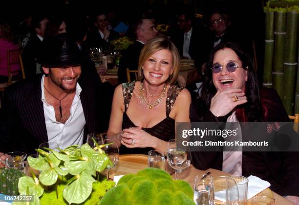 Tim McGraw, Faith Hill and Ozzy Osbourne during 12th Annual Elton John AIDS Foundation Oscar Party Co-hosted by In Style - Inside at Pearl in West...
